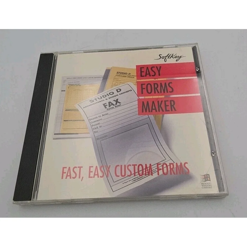 Softkey Easy Forms Maker PC 1995 Microsoft Windows Vintage Software FOM3344AE